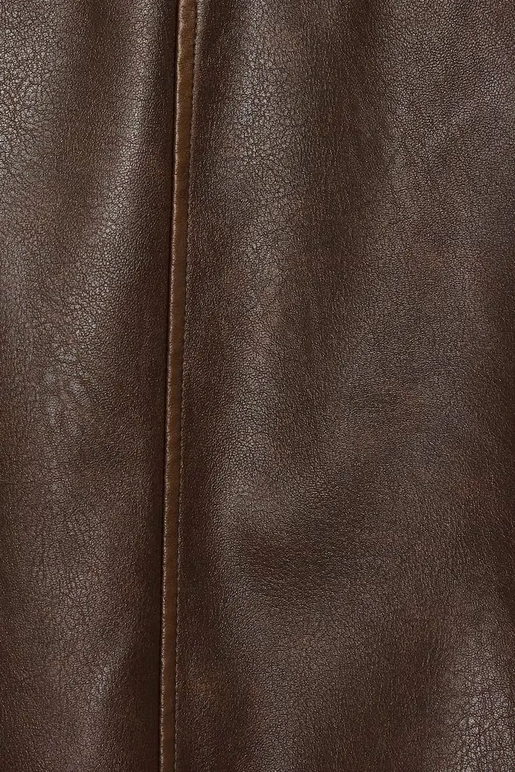 Oversized Faux Leather Stand Collar Bomber - Image 5