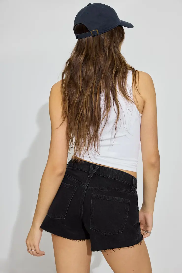 Denim Relaxed A-Line Shorts - Image 3