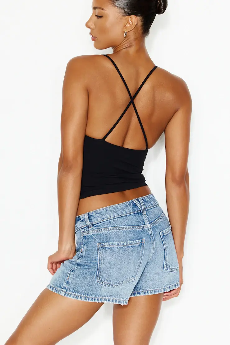 Denim Relaxed A-Line Shorts - Image 2